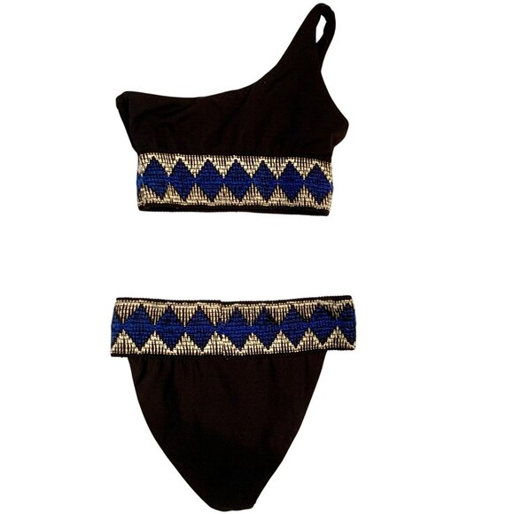 Elysiian One-Shoulder Milos Bikini Black Geometric S/XS Resort Beach Cruise - Picture 5 of 12